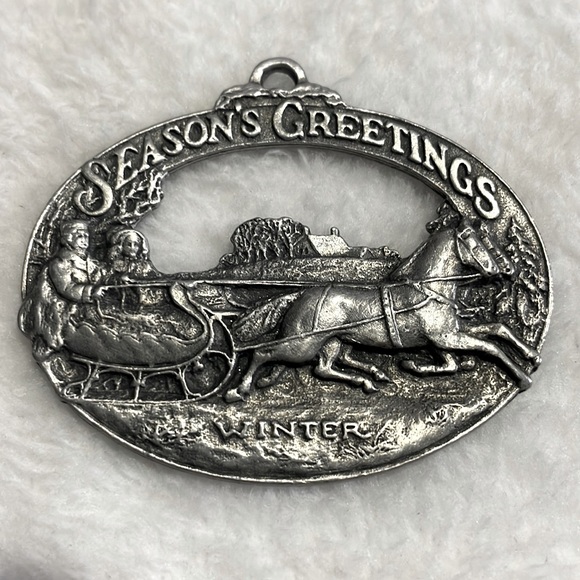 Downs Collectors Showcase Other - Downs Collectors Showcase 1990 First Edition Pewter Seasons Greetings Ornament